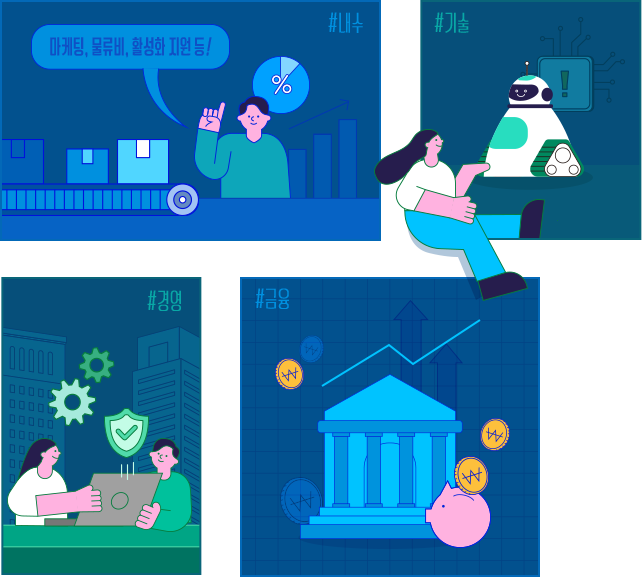 내수, 기술, 경영, 금융